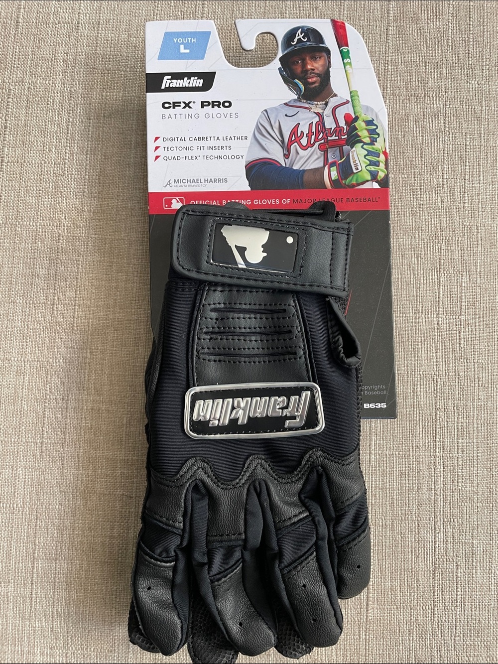 Franklin Kids Black CFX Pro Batting Gloves - Youth L